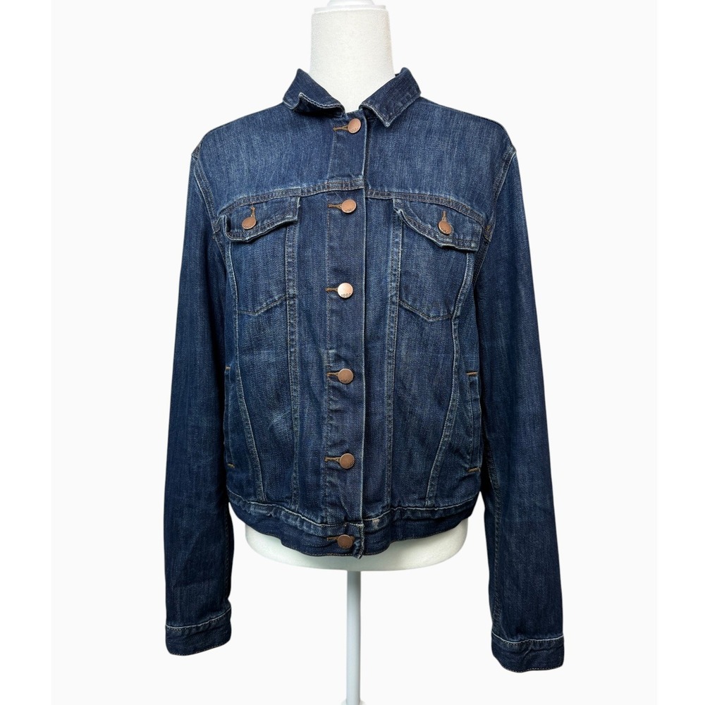 Gap 1969 Womens L Denim Jean Jacket Dark Wash Cotton Trucker NWOT